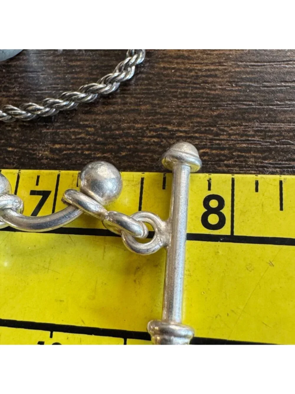 Beaded Curved Bar Link Chain Bracelet Sterling Silver 925 Size 7.25